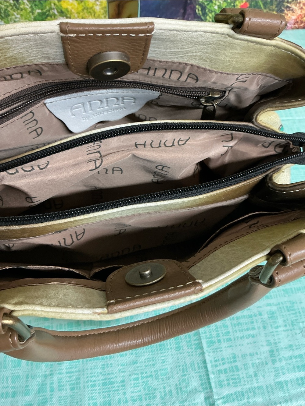 Anna Anuschka Hand-Painted Dog & Butterfly Shoulder Bag - Brown - Picture 10 of 11
